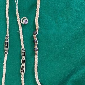 Handmade 3 Hemp Boho beaded chokers/ring